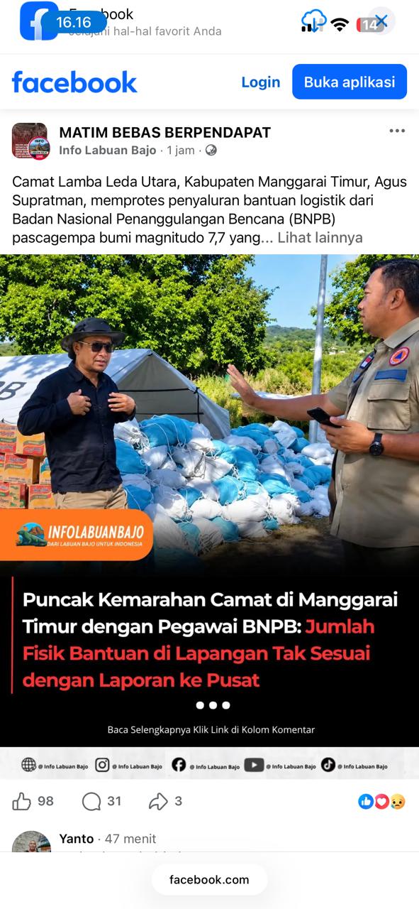 Viral, Camat di Manggarai Timur Ngamuk, Soal Bantuan Gempa 