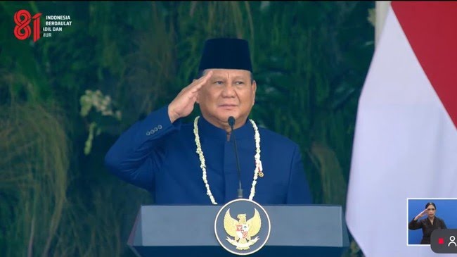 Presiden Prabowo Pimpin Upacara Detik-detik Proklamasi HUT ke-81 RI di Istana